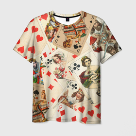 Мужская футболка 3D с принтом Карты в Новосибирске, 100% полиэфир | прямой крой, круглый вырез горловины, длина до линии бедер | дама | игральная колода | карточные игры | карты | король | покер
