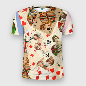Мужская футболка 3D спортивная с принтом Карты в Санкт-Петербурге, 100% полиэстер с улучшенными характеристиками | приталенный силуэт, круглая горловина, широкие плечи, сужается к линии бедра | дама | игральная колода | карточные игры | карты | король | покер