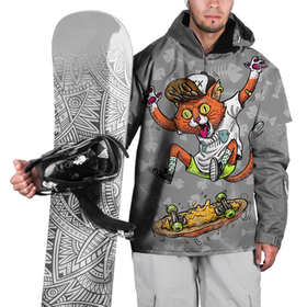 Накидка на куртку 3D с принтом SK8CAT в Новосибирске, 100% полиэстер |  | Тематика изображения на принте: cat | fishbone | meow | sk8 | skate | skateboarding | кот | мяу | скейт | скейтбординг