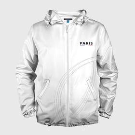 Мужская ветровка 3D с принтом PSG | Core Big Logo White (New 2022/23) в Тюмени, 100% полиэстер | подол и капюшон оформлены резинкой с фиксаторами, два кармана без застежек по бокам, один потайной карман на груди | 0x000000123 | messi | neymar | paris saint germain | psg | месси | нейимар | псж