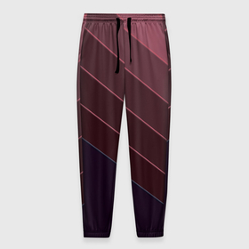 Мужские брюки 3D с принтом Коричнево-фиолетовый узор  в Тюмени, 100% полиэстер | манжеты по низу, эластичный пояс регулируется шнурком, по бокам два кармана без застежек, внутренняя часть кармана из мелкой сетки | абстрактный | геометрический | диагональный узор | коричневый | косые полосы | современный | фиолетовый | шоколадный