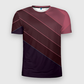 Мужская футболка 3D спортивная с принтом Коричнево-фиолетовый узор  в Белгороде, 100% полиэстер с улучшенными характеристиками | приталенный силуэт, круглая горловина, широкие плечи, сужается к линии бедра | абстрактный | геометрический | диагональный узор | коричневый | косые полосы | современный | фиолетовый | шоколадный