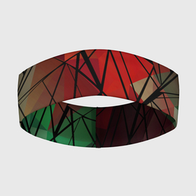 Повязка на голову 3D с принтом Абстрактный геометрический ,  |  | абстрактный | геометрический | зеленый | красный | линии | молодежный | полигональный | современный