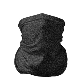 Бандана-труба 3D с принтом Black baroque в Курске, 100% полиэстер, ткань с особыми свойствами — Activecool | плотность 150‒180 г/м2; хорошо тянется, но сохраняет форму | барокко | вензель | листья | узоры | черный принт