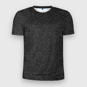 Мужская футболка 3D спортивная с принтом Black baroque в Курске, 100% полиэстер с улучшенными характеристиками | приталенный силуэт, круглая горловина, широкие плечи, сужается к линии бедра | барокко | вензель | листья | узоры | черный принт