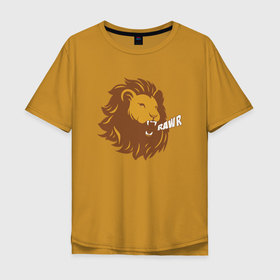 Мужская футболка хлопок Oversize с принтом Lion Rawr , 100% хлопок | свободный крой, круглый ворот, “спинка” длиннее передней части | animal | cat | lion | африка | животные | зверь | кот | кошка | лев | львенок | львица | тигр | хищник | царь