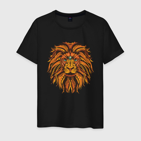 Мужская футболка хлопок с принтом Лев в Новосибирске, 100% хлопок | прямой крой, круглый вырез горловины, длина до линии бедер, слегка спущенное плечо. | animal | cat | lion | африка | животные | зверь | кот | кошка | лев | львенок | львица | тигр | хищник | царь