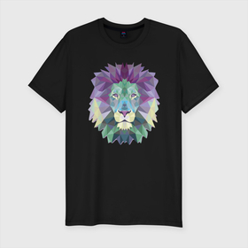 Мужская футболка хлопок Slim с принтом Lion в Новосибирске, 92% хлопок, 8% лайкра | приталенный силуэт, круглый вырез ворота, длина до линии бедра, короткий рукав | animal | cat | lion | африка | животные | зверь | кот | кошка | лев | львенок | львица | тигр | хищник | царь