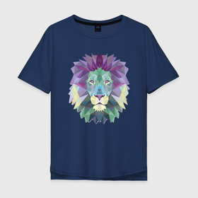 Мужская футболка хлопок Oversize с принтом Lion в Екатеринбурге, 100% хлопок | свободный крой, круглый ворот, “спинка” длиннее передней части | animal | cat | lion | африка | животные | зверь | кот | кошка | лев | львенок | львица | тигр | хищник | царь