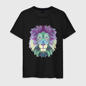 Мужская футболка хлопок с принтом Lion в Новосибирске, 100% хлопок | прямой крой, круглый вырез горловины, длина до линии бедер, слегка спущенное плечо. | animal | cat | lion | африка | животные | зверь | кот | кошка | лев | львенок | львица | тигр | хищник | царь