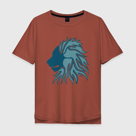 Мужская футболка хлопок Oversize с принтом Super Lion в Екатеринбурге, 100% хлопок | свободный крой, круглый ворот, “спинка” длиннее передней части | animal | cat | lion | африка | животные | зверь | кот | кошка | лев | львенок | львица | тигр | хищник | царь