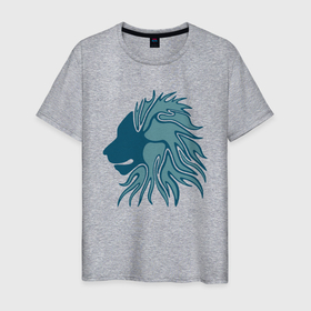 Мужская футболка хлопок с принтом Super Lion в Новосибирске, 100% хлопок | прямой крой, круглый вырез горловины, длина до линии бедер, слегка спущенное плечо. | animal | cat | lion | африка | животные | зверь | кот | кошка | лев | львенок | львица | тигр | хищник | царь