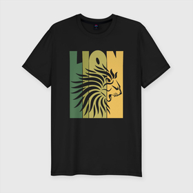 Мужская футболка хлопок Slim с принтом Jamaica Lion в Новосибирске, 92% хлопок, 8% лайкра | приталенный силуэт, круглый вырез ворота, длина до линии бедра, короткий рукав | animal | cat | jamaica | lion | африка | животные | зверь | кот | кошка | лев | львенок | львица | тигр | хищник | царь | ямайка