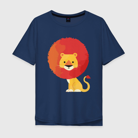 Мужская футболка хлопок Oversize с принтом Милый лев в Екатеринбурге, 100% хлопок | свободный крой, круглый ворот, “спинка” длиннее передней части | animal | cat | lion | африка | животные | зверь | кот | кошка | лев | львенок | львица | тигр | хищник | царь