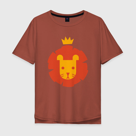 Мужская футболка хлопок Oversize с принтом King Lion в Санкт-Петербурге, 100% хлопок | свободный крой, круглый ворот, “спинка” длиннее передней части | animal | cat | lion | африка | животные | зверь | кот | кошка | лев | львенок | львица | тигр | хищник | царь