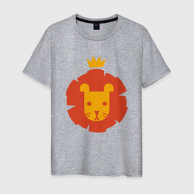 Мужская футболка хлопок с принтом King Lion в Новосибирске, 100% хлопок | прямой крой, круглый вырез горловины, длина до линии бедер, слегка спущенное плечо. | animal | cat | lion | африка | животные | зверь | кот | кошка | лев | львенок | львица | тигр | хищник | царь