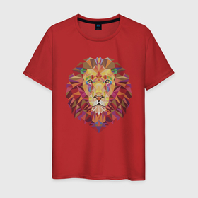 Мужская футболка хлопок с принтом Lion Puzzle в Санкт-Петербурге, 100% хлопок | прямой крой, круглый вырез горловины, длина до линии бедер, слегка спущенное плечо. | animal | cat | lion | африка | животные | зверь | кот | кошка | лев | львенок | львица | тигр | хищник | царь