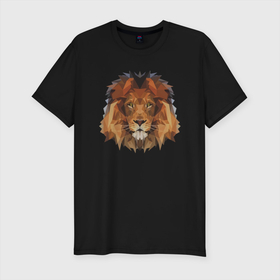 Мужская футболка хлопок Slim с принтом Father Lion в Новосибирске, 92% хлопок, 8% лайкра | приталенный силуэт, круглый вырез ворота, длина до линии бедра, короткий рукав | animal | cat | lion | африка | животные | зверь | кот | кошка | лев | львенок | львица | тигр | хищник | царь