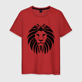 Мужская футболка хлопок с принтом Lion Face в Новосибирске, 100% хлопок | прямой крой, круглый вырез горловины, длина до линии бедер, слегка спущенное плечо. | animal | cat | lion | африка | животные | зверь | кот | кошка | лев | львенок | львица | тигр | хищник | царь