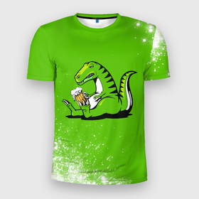 Мужская футболка 3D спортивная с принтом Пивозавр - Краска , 100% полиэстер с улучшенными характеристиками | приталенный силуэт, круглая горловина, широкие плечи, сужается к линии бедра | Тематика изображения на принте: dinosaur | pivo | pivozavr | взрыв | динозавр | краска | прикол