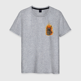 Мужская футболка хлопок с принтом Skeleton Rock в Белгороде, 100% хлопок | прямой крой, круглый вырез горловины, длина до линии бедер, слегка спущенное плечо. | fire | hand | огонь | пальцы | пламя | рука | скелет