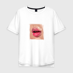 Мужская футболка хлопок Oversize с принтом Поцелуй или жизнь в Белгороде, 100% хлопок | свободный крой, круглый ворот, “спинка” длиннее передней части | bts | jimin | бтс | губы | чимин