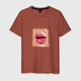 Мужская футболка хлопок с принтом Поцелуй или жизнь в Екатеринбурге, 100% хлопок | прямой крой, круглый вырез горловины, длина до линии бедер, слегка спущенное плечо. | bts | jimin | бтс | губы | чимин