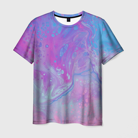 Мужская футболка 3D с принтом Градиент в Курске, 100% полиэфир | прямой крой, круглый вырез горловины, длина до линии бедер | Тематика изображения на принте: paints | брызги краски | краска растекается | переходы цвета | потёки краски
