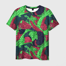 Мужская футболка 3D с принтом Абстрактный пуантилизм  в Новосибирске, 100% полиэфир | прямой крой, круглый вырез горловины, длина до линии бедер | Тематика изображения на принте: абстрактный | в горошек | детский | для детей | зеленый | красный | модный | пуантилизм | разноцветный | современный