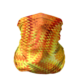 Бандана-труба 3D с принтом Желто-оранжевая абстракция  в Кировске, 100% полиэстер, ткань с особыми свойствами — Activecool | плотность 150‒180 г/м2; хорошо тянется, но сохраняет форму | желто оранжевый | желтый | зигзаги | иллюзия | креативный | летний | осенний | фентези