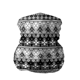 Бандана-труба 3D с принтом Черно-белый орнамент  в Новосибирске, 100% полиэстер, ткань с особыми свойствами — Activecool | плотность 150‒180 г/м2; хорошо тянется, но сохраняет форму | молодежный | мужской | орнамент | полосы | скандинавский | современный | черно белый | этнический