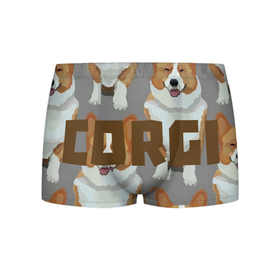Мужские трусы 3D с принтом Corgi dog в Курске, 50% хлопок, 50% полиэстер | классическая посадка, на поясе мягкая тканевая резинка | Тематика изображения на принте: картинка | корги | мультфильм. | надпись | собака