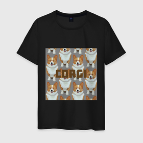 Мужская футболка хлопок с принтом Corgi dog в Санкт-Петербурге, 100% хлопок | прямой крой, круглый вырез горловины, длина до линии бедер, слегка спущенное плечо. | картинка | корги | мультфильм. | надпись | собака