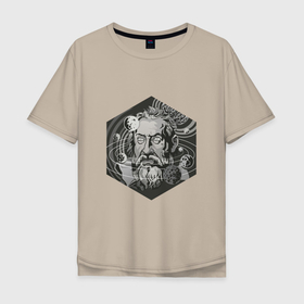 Мужская футболка хлопок Oversize с принтом Галилео Галилей , 100% хлопок | свободный крой, круглый ворот, “спинка” длиннее передней части | арт | астрономия | галилео | галилео галилей | планета | планеты | рисунок | солнечная система | учёный | чёрно белый | черно белый рисунок