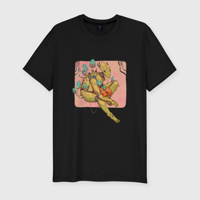 Мужская футболка хлопок Slim с принтом Лесной хранитель в Петрозаводске, 92% хлопок, 8% лайкра | приталенный силуэт, круглый вырез ворота, длина до линии бедра, короткий рукав | арт | белка | гриб | грибы | киборг | планета | природа | рисунок | робот