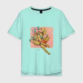 Мужская футболка хлопок Oversize с принтом Лесной хранитель в Екатеринбурге, 100% хлопок | свободный крой, круглый ворот, “спинка” длиннее передней части | арт | белка | гриб | грибы | киборг | планета | природа | рисунок | робот