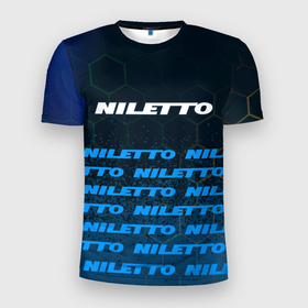 Мужская футболка 3D спортивная с принтом Нилетто - Спрей (Паттерн) в Курске, 100% полиэстер с улучшенными характеристиками | приталенный силуэт, круглая горловина, широкие плечи, сужается к линии бедра | Тематика изображения на принте: hip | hop | logo | music | nileto | niletto | rap | знак | краска | лого | логотип | логотипы | любимка | музыка | музыкант | нилето | нилетто | паттерн | рэп | символ | символы | спрей | хип | хоп