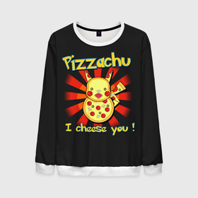 Мужской свитшот 3D с принтом Пиццачу в Тюмени, 100% полиэстер с мягким внутренним слоем | круглый вырез горловины, мягкая резинка на манжетах и поясе, свободная посадка по фигуре | anime | pikachu | pizza | pokemon | poket monster | poketmon | аниме | анимэ | карманные монстры | пикачу | пицца | покемон