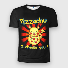 Мужская футболка 3D спортивная с принтом Пиццачу в Петрозаводске, 100% полиэстер с улучшенными характеристиками | приталенный силуэт, круглая горловина, широкие плечи, сужается к линии бедра | anime | pikachu | pizza | pokemon | poket monster | poketmon | аниме | анимэ | карманные монстры | пикачу | пицца | покемон