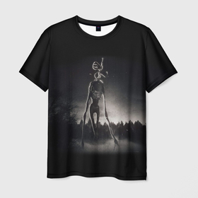 Мужская футболка 3D с принтом СИРЕНОГОЛОВЫЙ (старый фильм) в Тюмени, 100% полиэфир | прямой крой, круглый вырез горловины, длина до линии бедер | retro | siren head | гуманоид | игра | монстр | ретро | сиреноголовый | существо | хоррор