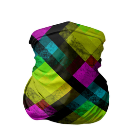 Бандана-труба 3D с принтом Абстрактный разноцветный узор  в Тюмени, 100% полиэстер, ткань с особыми свойствами — Activecool | плотность 150‒180 г/м2; хорошо тянется, но сохраняет форму | абстрактный | геометрический | желтый | зеленый | молодежный | мраморный | разноцветный | современный | черный