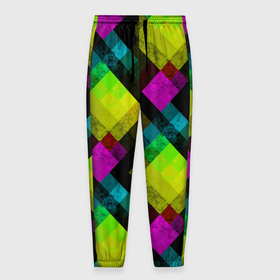 Мужские брюки 3D с принтом Абстрактный разноцветный узор  в Екатеринбурге, 100% полиэстер | манжеты по низу, эластичный пояс регулируется шнурком, по бокам два кармана без застежек, внутренняя часть кармана из мелкой сетки | Тематика изображения на принте: абстрактный | геометрический | желтый | зеленый | молодежный | мраморный | разноцветный | современный | черный