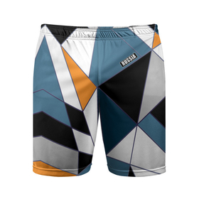 Мужские шорты спортивные с принтом Геометрический  узор  в Белгороде,  |  | Тематика изображения на принте: абстрактный | желтый | молодежный | простой | синий | современный | треугольники