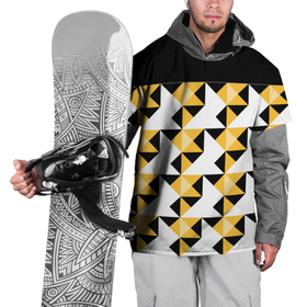 Накидка на куртку 3D с принтом Черно-желтый геометрический  в Екатеринбурге, 100% полиэстер |  | абстрактный | геометрический | желтый | молодежный | мужской | разноцветный | современный | черный