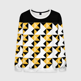 Мужской свитшот 3D с принтом Черно-желтый геометрический  в Екатеринбурге, 100% полиэстер с мягким внутренним слоем | круглый вырез горловины, мягкая резинка на манжетах и поясе, свободная посадка по фигуре | абстрактный | геометрический | желтый | молодежный | мужской | разноцветный | современный | черный