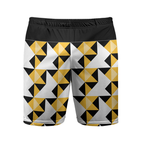 Мужские шорты спортивные с принтом Черно-желтый геометрический  ,  |  | абстрактный | геометрический | желтый | молодежный | мужской | разноцветный | современный | черный