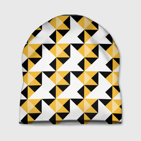 Шапка 3D с принтом Черно-желтый геометрический  в Петрозаводске, 100% полиэстер | универсальный размер, печать по всей поверхности изделия | абстрактный | геометрический | желтый | молодежный | мужской | разноцветный | современный | черный
