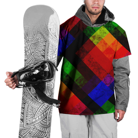 Накидка на куртку 3D с принтом Яркий геометрический узор  в Курске, 100% полиэстер |  | абстрактный | геометрический | красный | модный узор | молодежный | мраморный | синий