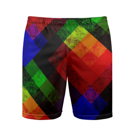 Мужские шорты спортивные с принтом Яркий геометрический узор  в Курске,  |  | абстрактный | геометрический | красный | модный узор | молодежный | мраморный | синий