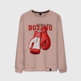 Мужской свитшот хлопок с принтом BOXING в Курске, 100% хлопок |  | box | boxing | fighter | figt | mma | national | sport | team | боец | бои | бокс | боксер | единоборства | перчатки | сборная | спорт